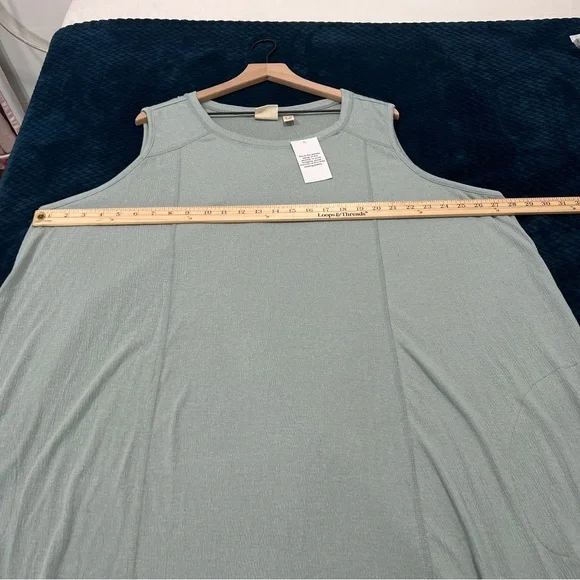 LOGO Linens Lori Goldstein Sleeveless Aqua Teal Midi Dress Lace Hem Flowy 3X - Picture 11 of 12